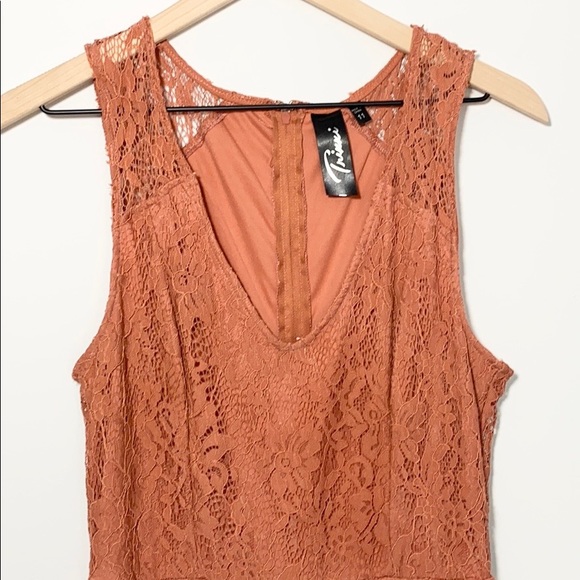 Trixxi Smooth Lace Fit and Flare Orange Dress Sz11 - Picture 4 of 6